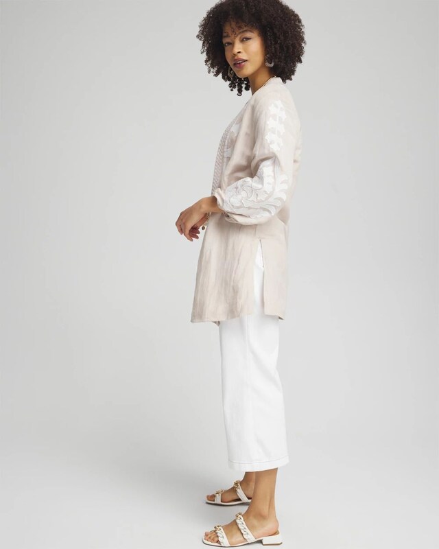 Embroidered Linen Blend Topper - image 2